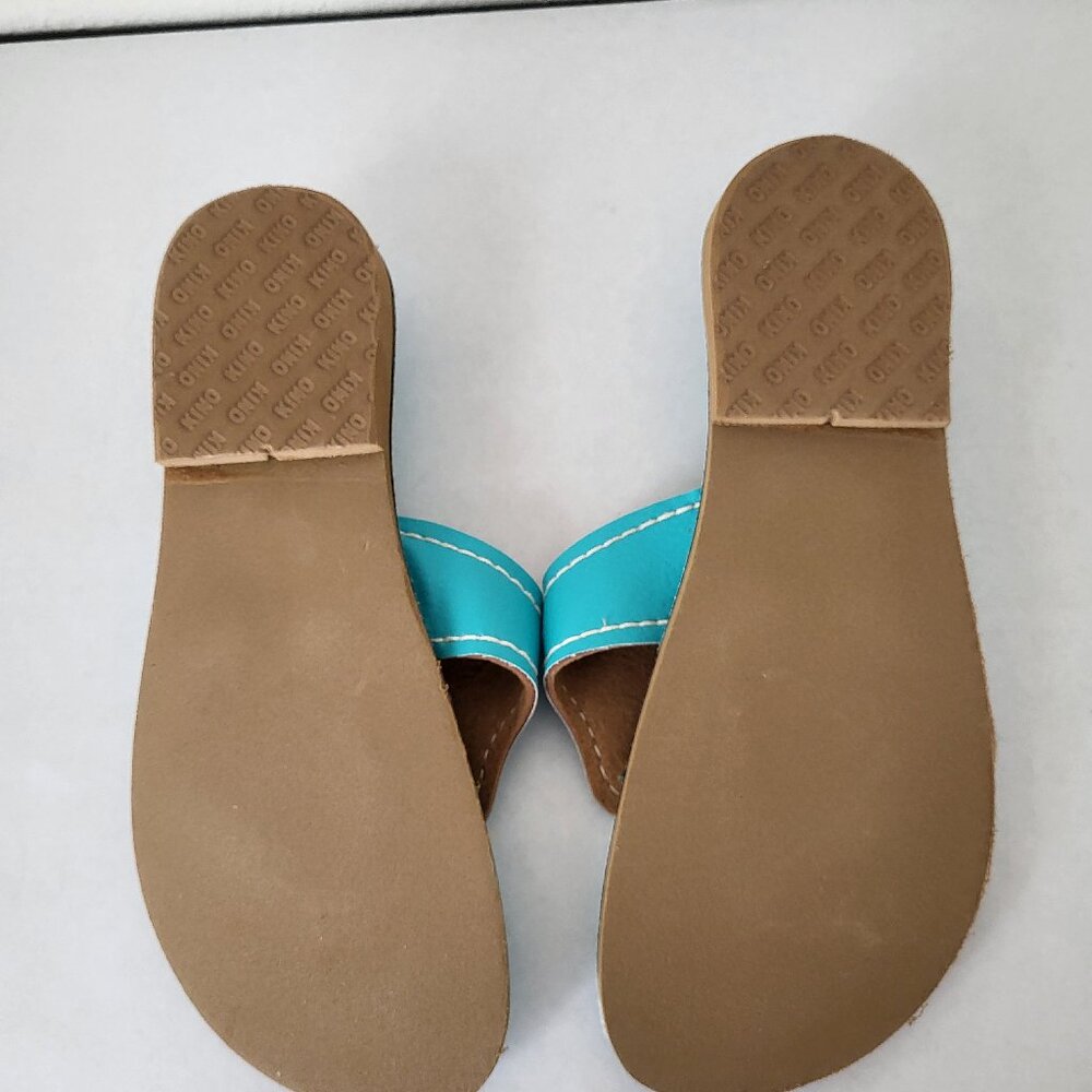 KINO Key West leather thong style handmade Turquoise Sandal Size 7 - Picture 11 of 12
